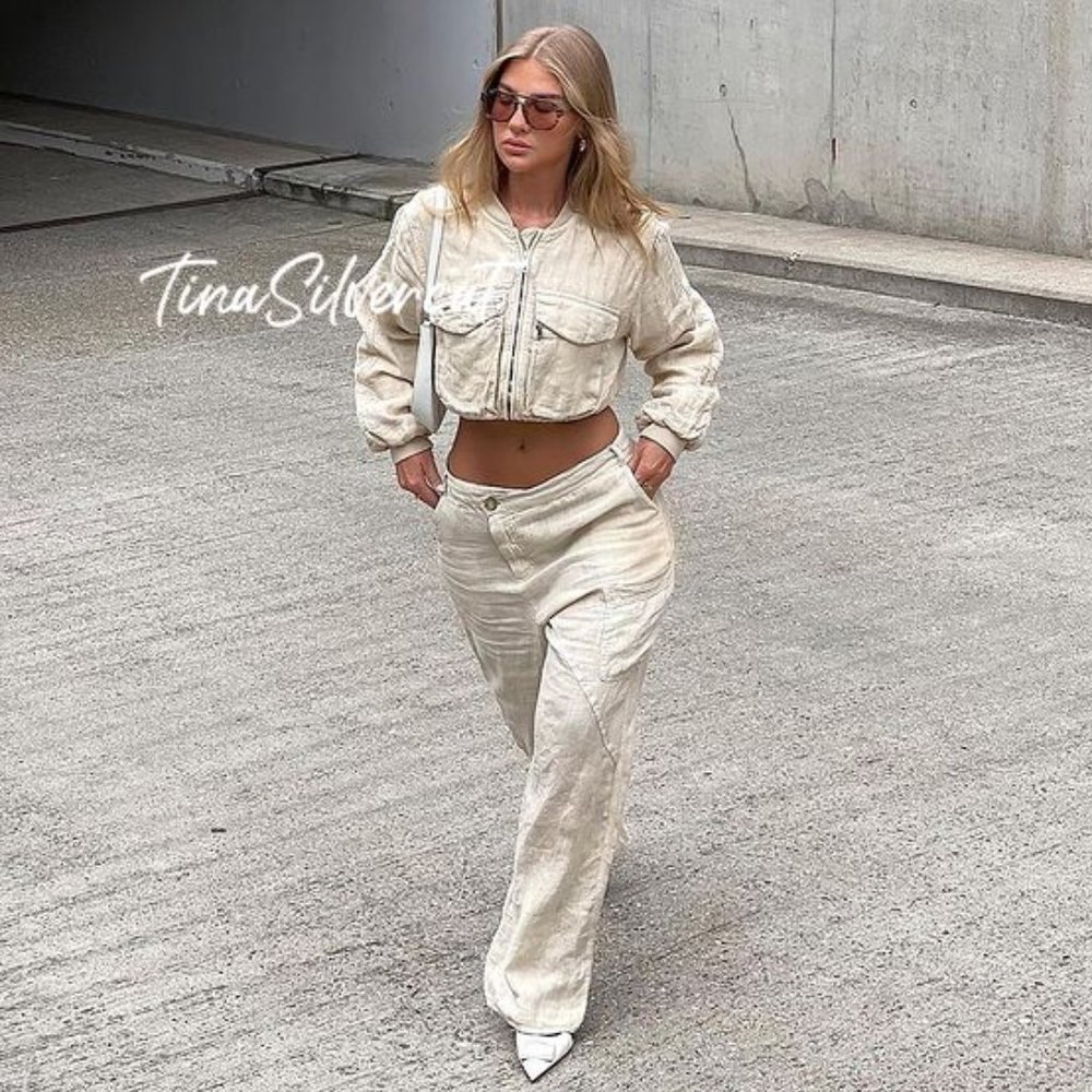 Zara Angled Waist Pants Sand Beige NWT - Picture 2 of 15